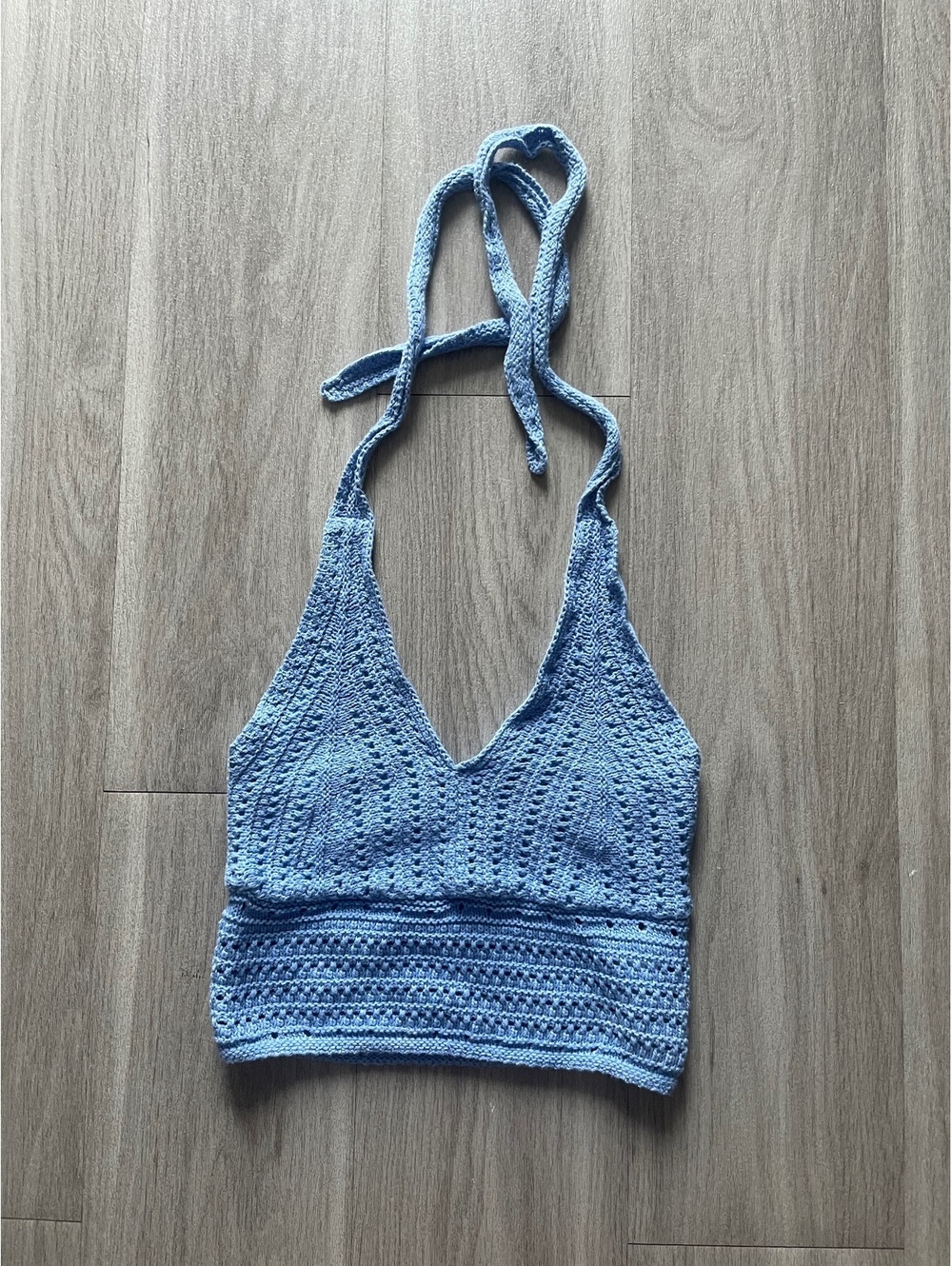 Hollister Blue Crochet Halter Top XS